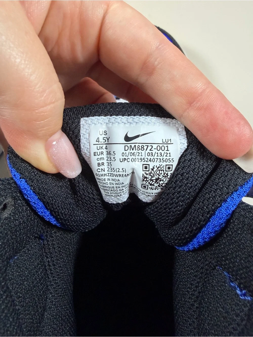 Nike Kids High-Top Sneakers in Black and Royal Blue with White Laces